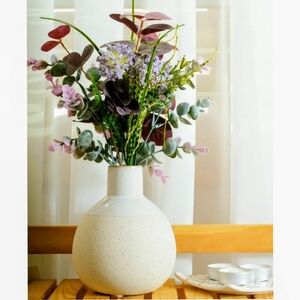 Home Decor Collection 14” Artificial Mixed Floral Arrangement in Sand White Cera